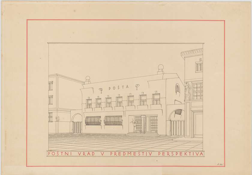 Saša Dev, Poštni urad v predmestju, perspektiva, diplomska naloga, 1927