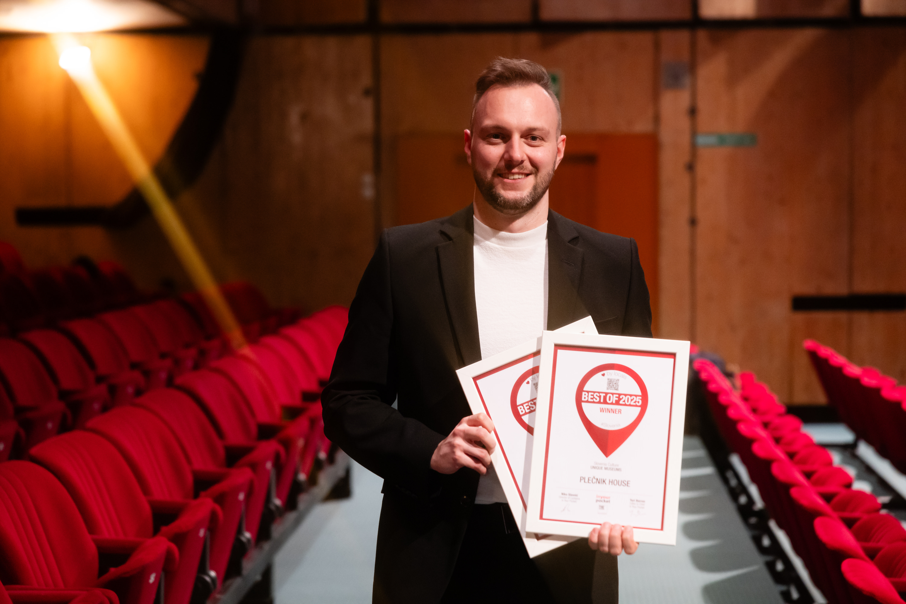 The ‘Best of 2025’ award was accepted on behalf of Plečnik House by Nejc Kovačič, Head of the Communications Department in the Museum and Galleries of Ljubljana